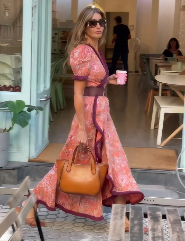 Maeve™ – Elegant Rose Maxi Dress with Soft Feminine Charm