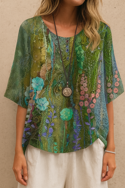 Barneys New York  | Fiber Art A-Linie Floral T-Shirt
