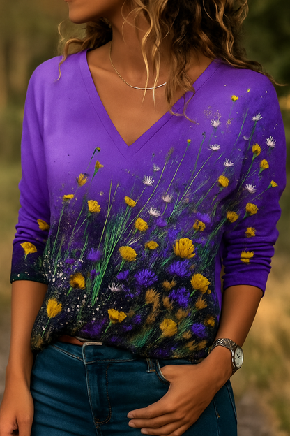 Barneys New York  |  Bloemschilderij Hals T-shirt