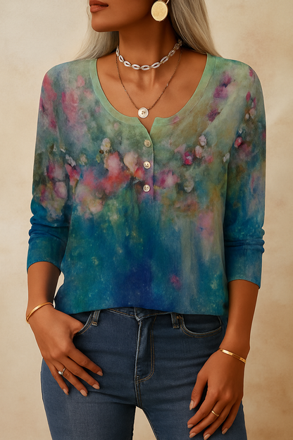 Barneys New York | Casual T-shirt met ronde hals, bloemenprint en lange mouwen