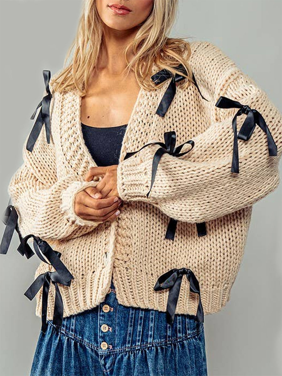 Sasha Schleifen-Strickjacke