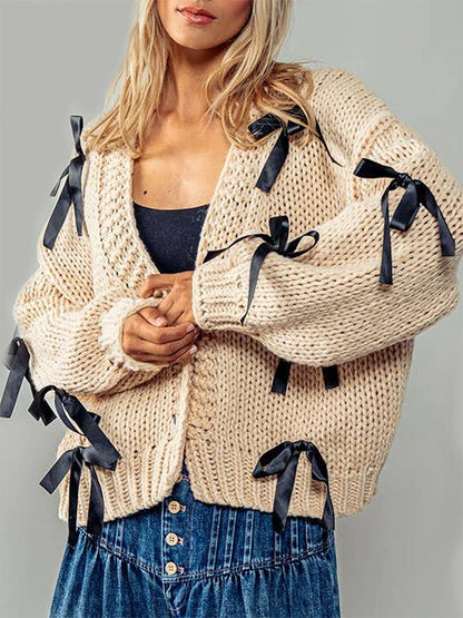 Sasha Schleifen-Strickjacke