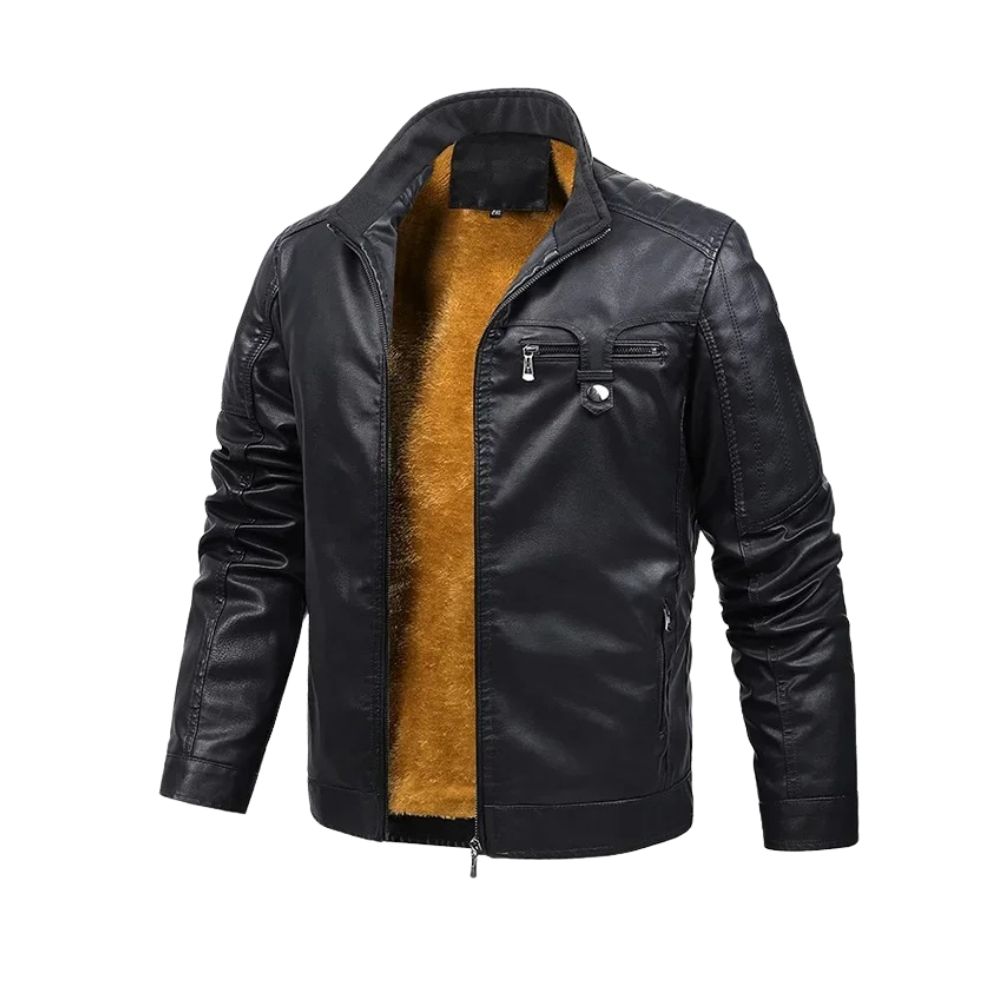 Retro-Lederjacke mit Fleecefutter