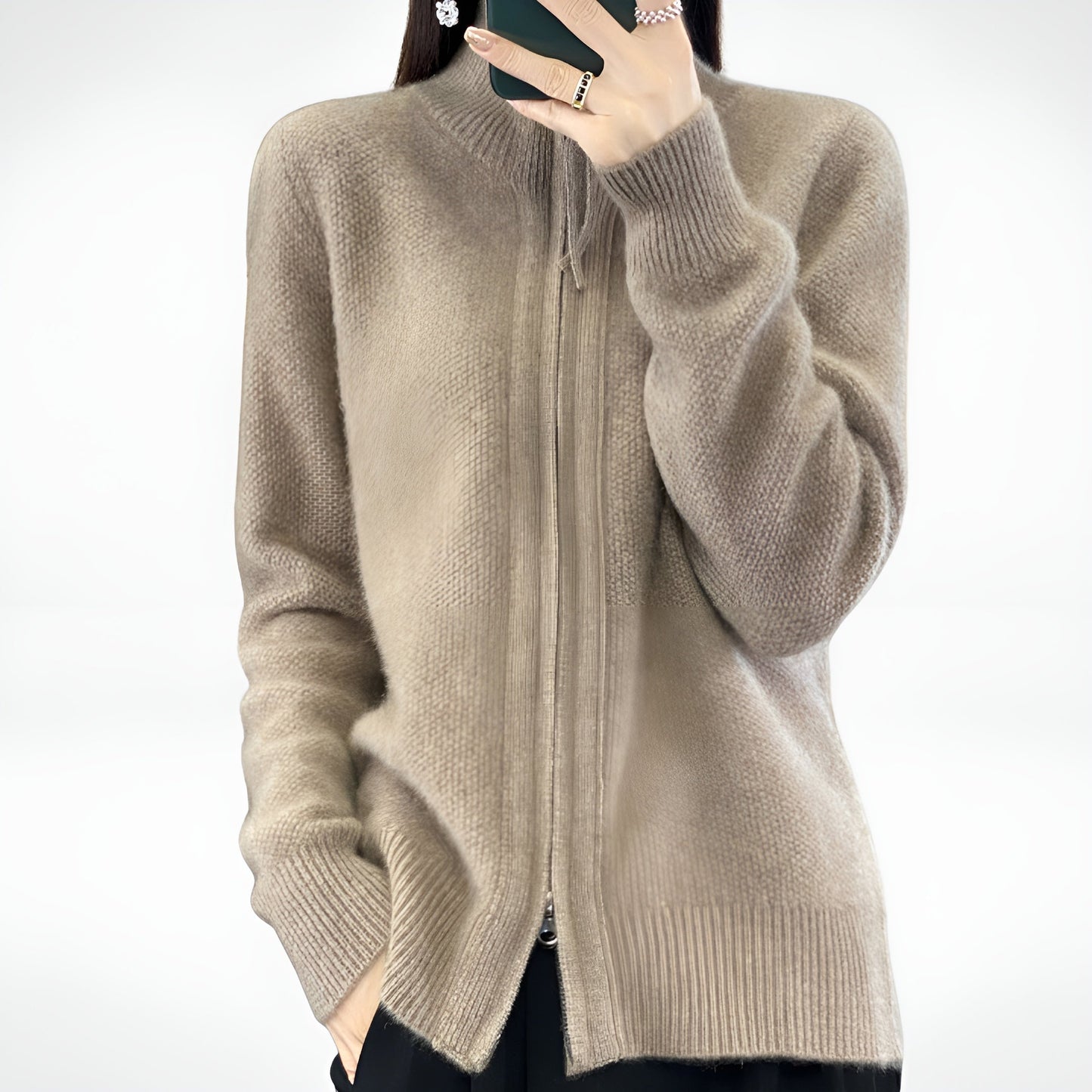 Giovana – Kaschmir-Cardigan mit Reißverschluss