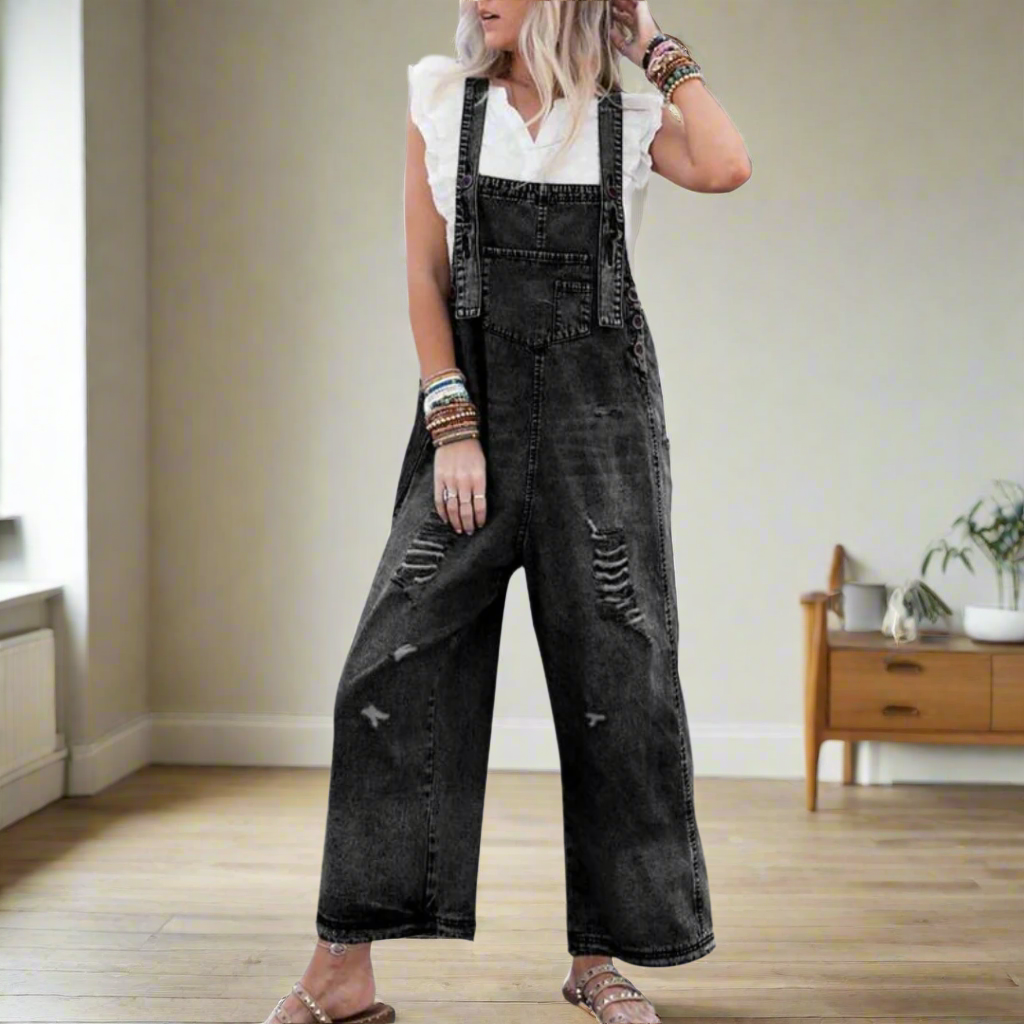 Lora™ – Verstelbare Jumpsuit met Vintage Wassing