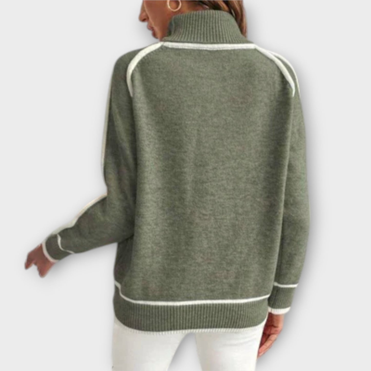 Christine – Luxus Olivgrüner Strickpullover