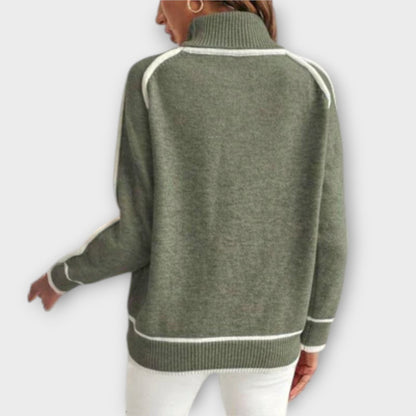 Christine – Luxus Olivgrüner Strickpullover