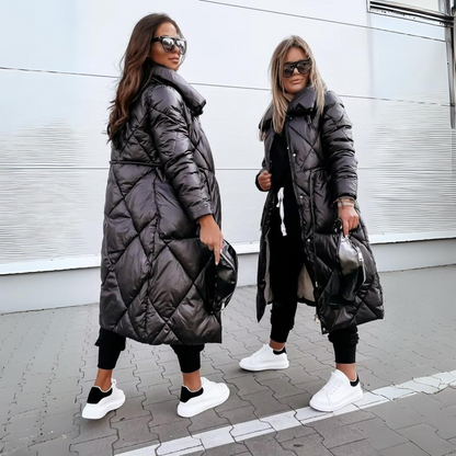 Nicole | Lange, doorgestikte katoenen jas