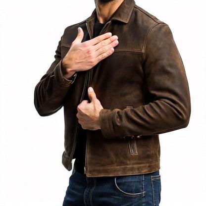 Classic Fashion Men's Zipper PU Leather Jacket