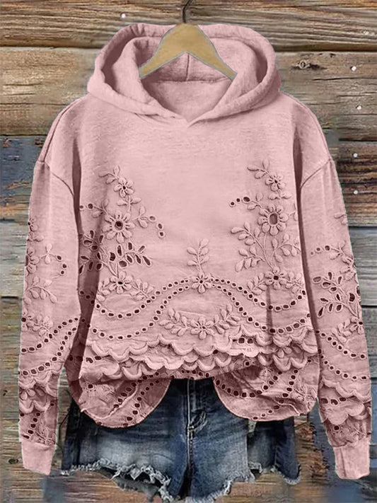 SASSY | Hoodie met bloemenborduursel