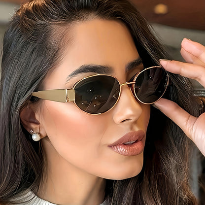 GLAM – Ovale roestvrijstalen bril met polariserende clip-on