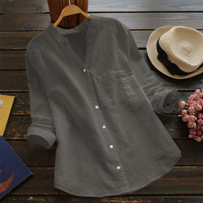 Greta | Stijlvolle linnen blouse met lange mouwen