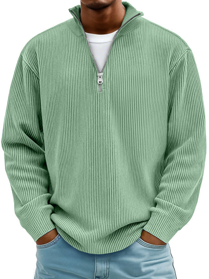 Milo™ Casual geribbeld shirt met lange mouwen en rits