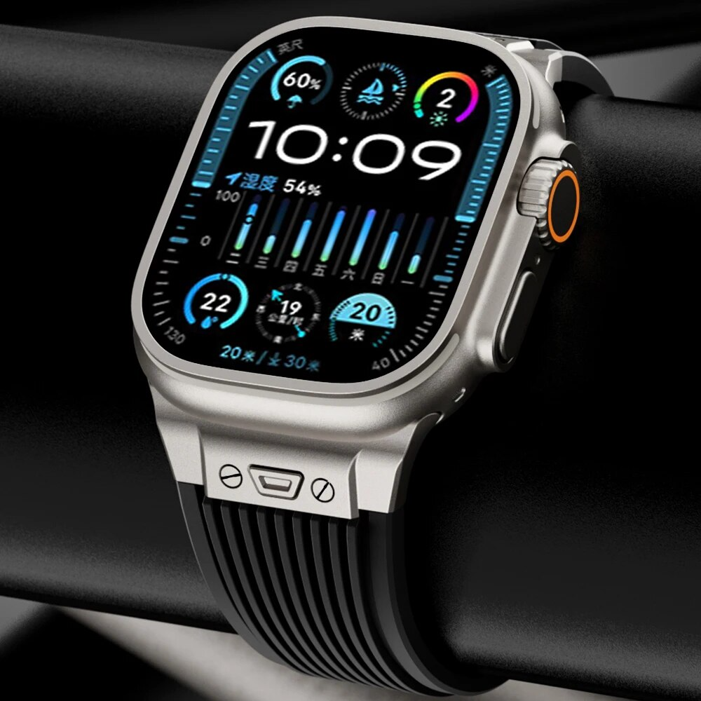 Titanium Streamlined Silikon Apple Watch Armband