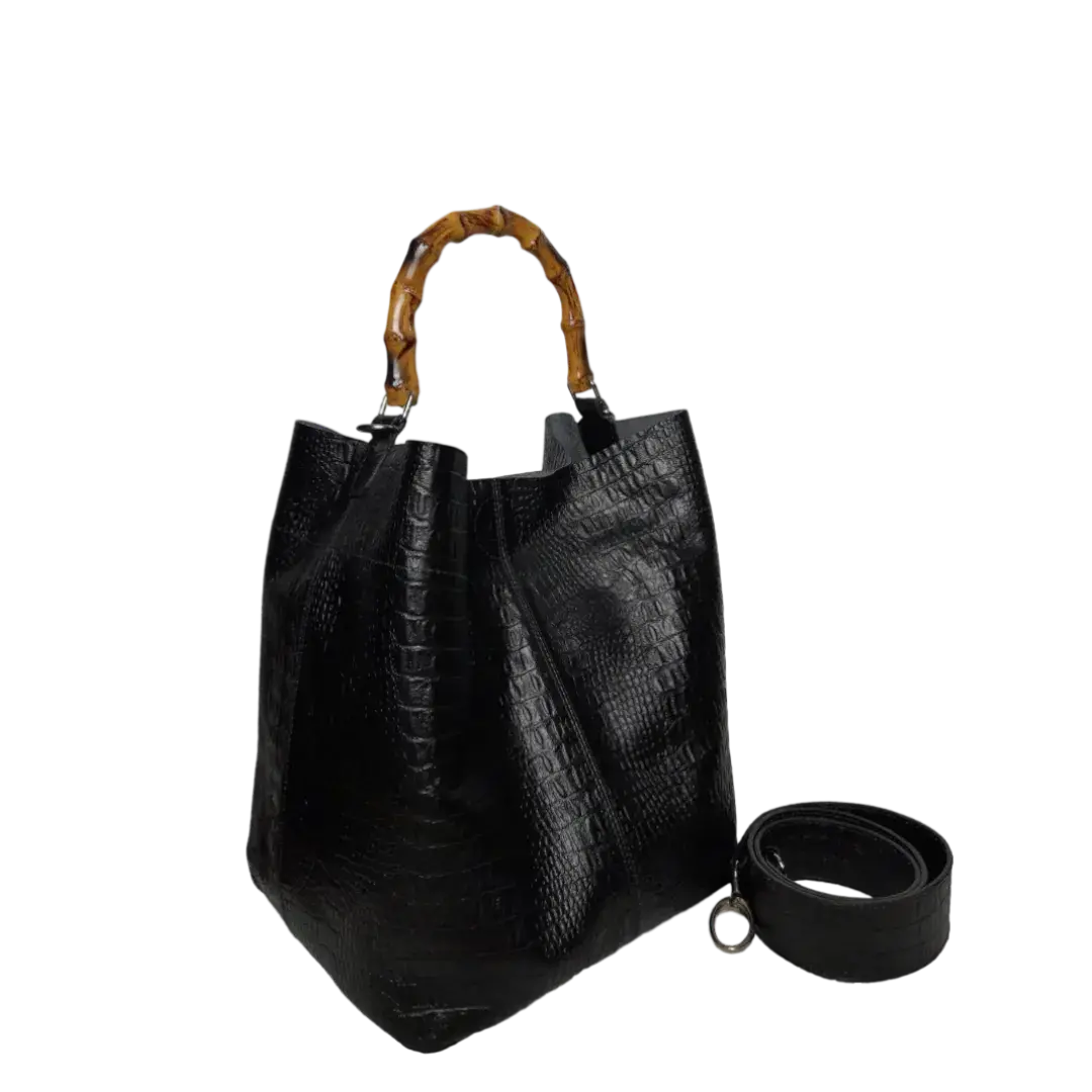 Claire Dames zwarte reptielleer tas