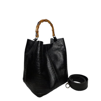 Claire Dames zwarte reptielleer tas