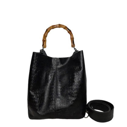 Claire Dames zwarte reptielleer tas