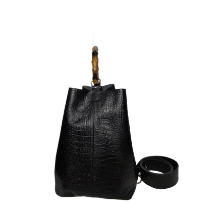 Claire Dames zwarte reptielleer tas