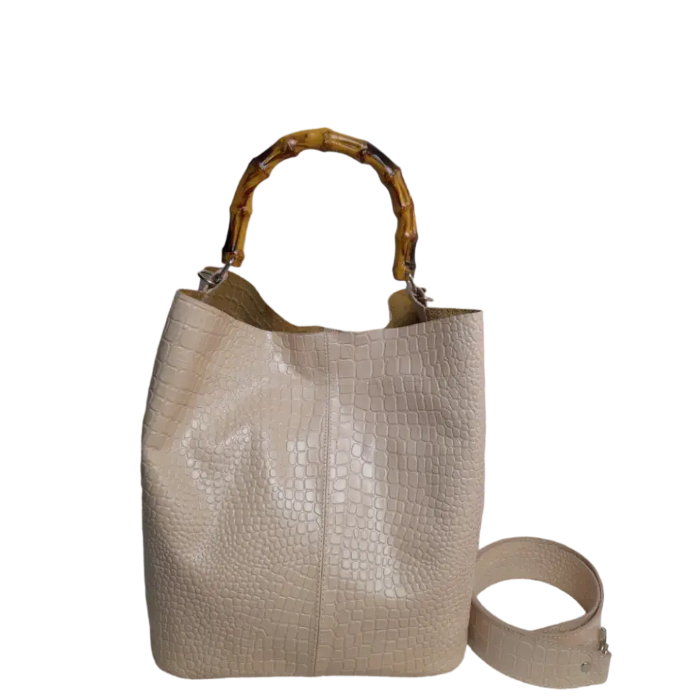 Claire damesleren tas in nudekleurige reptiel-look
