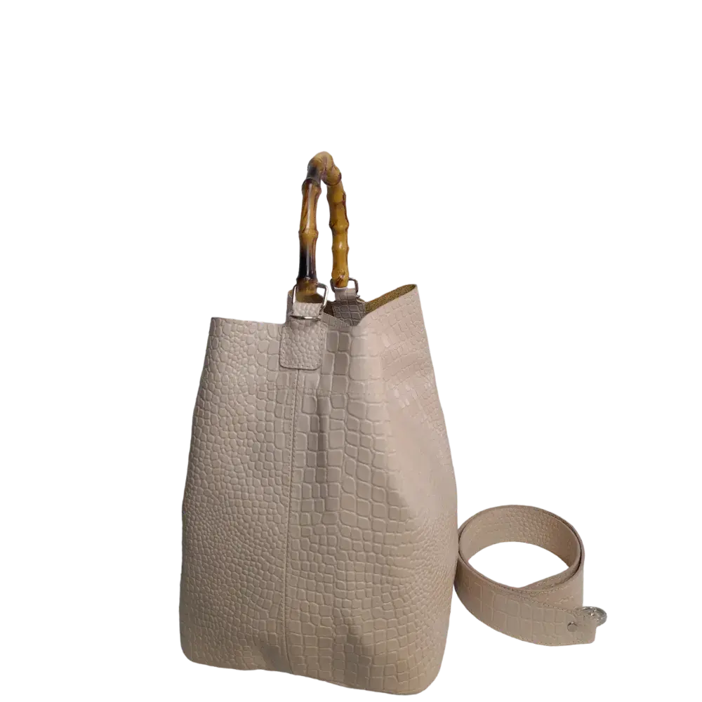 Claire damesleren tas in nudekleurige reptiel-look