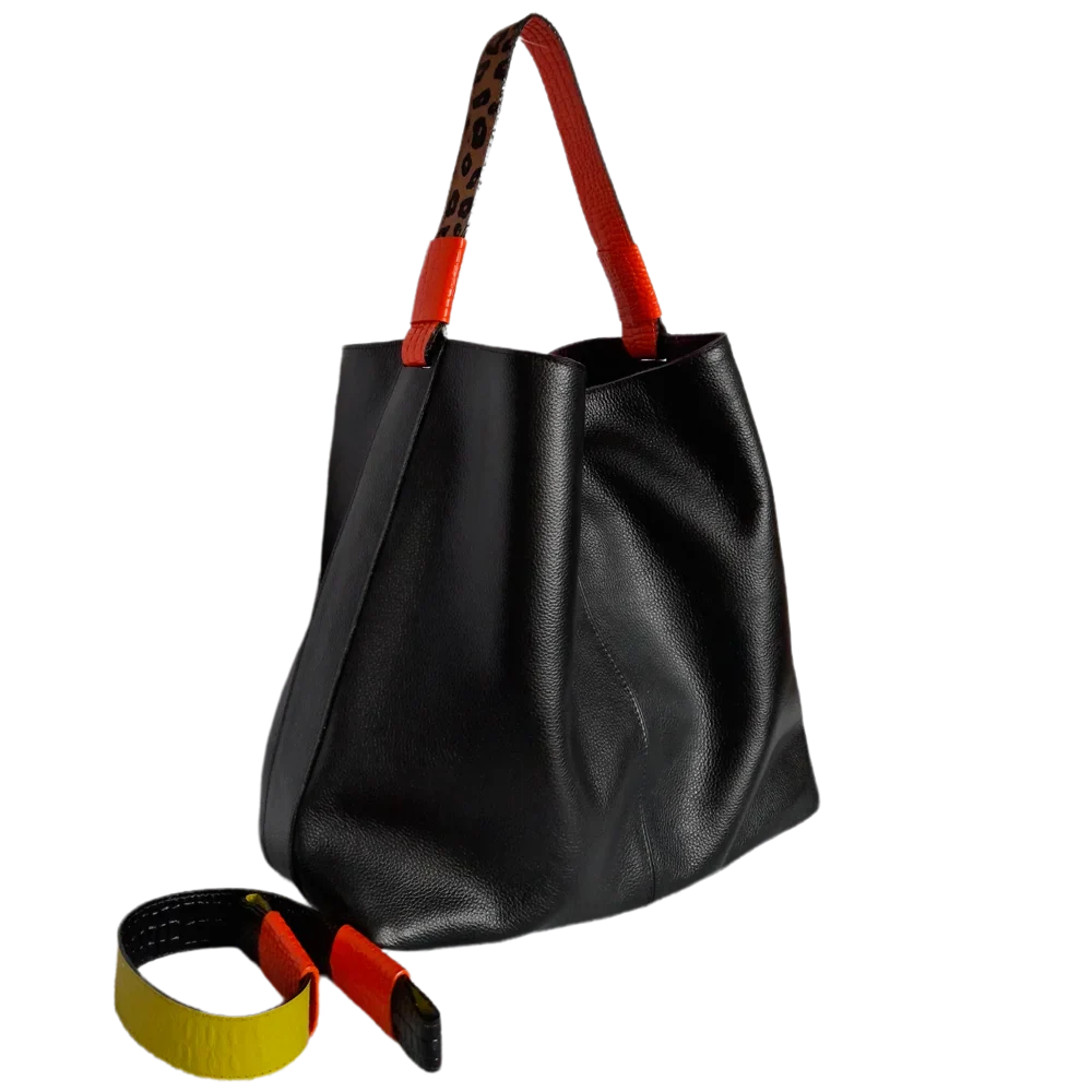 Addison schwarze Lederhandtasche für Frauen