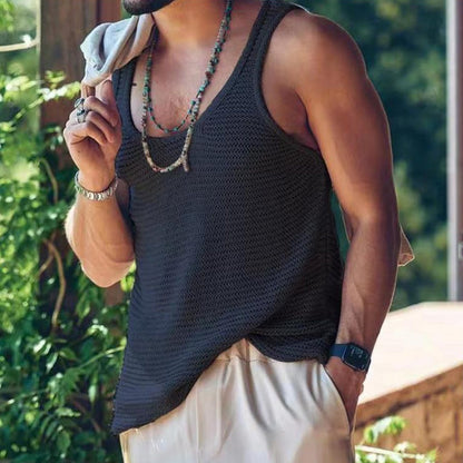 Herren Lässiges Strick-Tanktop in Unifarbe 55936533Y