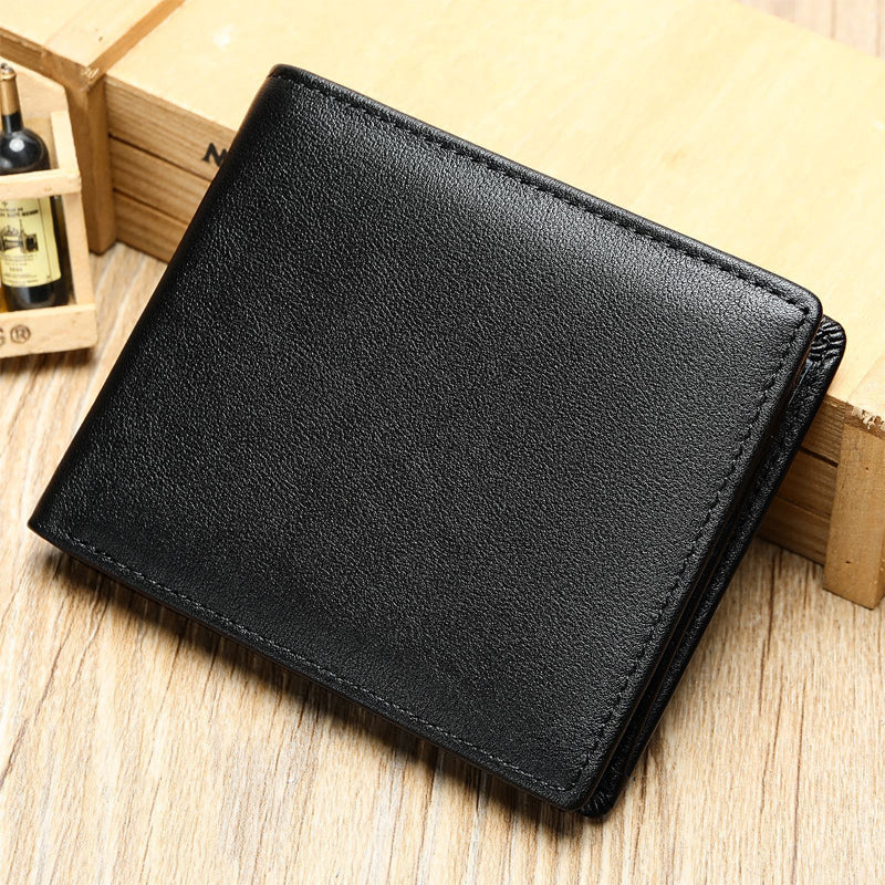 Herren Vintage Rindsleder Oberste Schicht Kurze Bi-Fold Brieftasche 45842491U