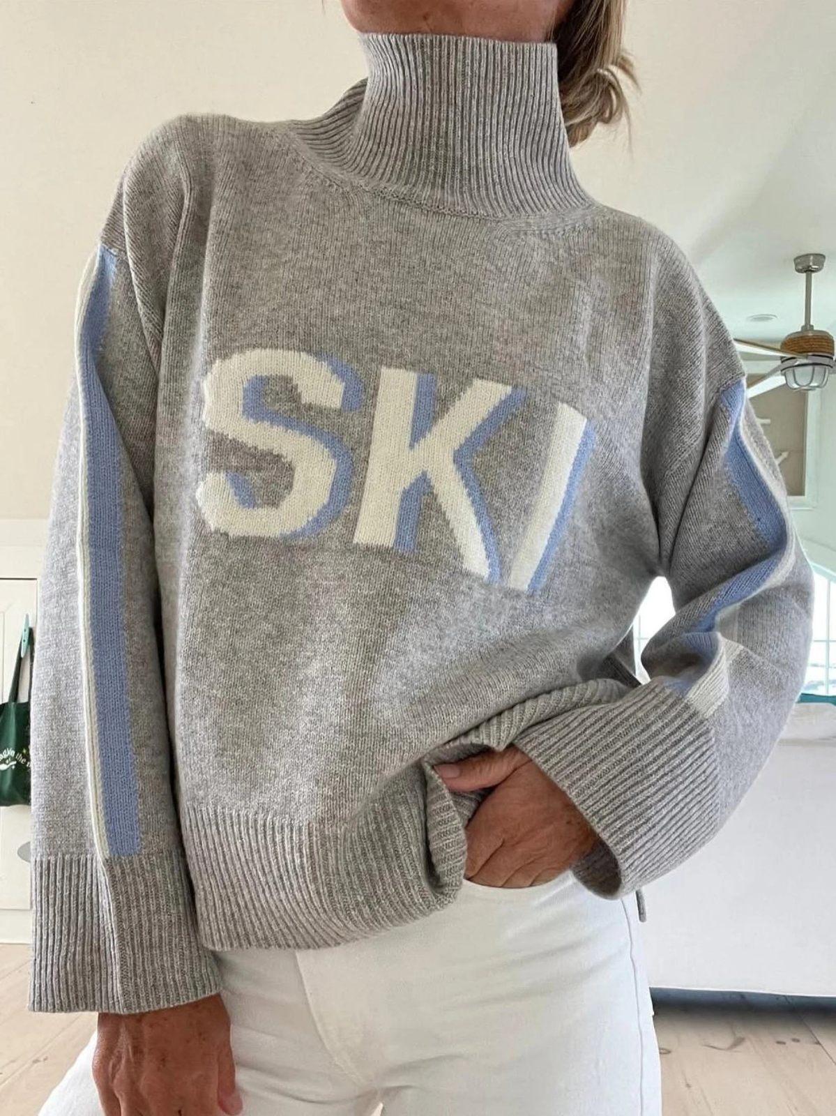 Retro Kaschmir Rollkragen Ski Pullover