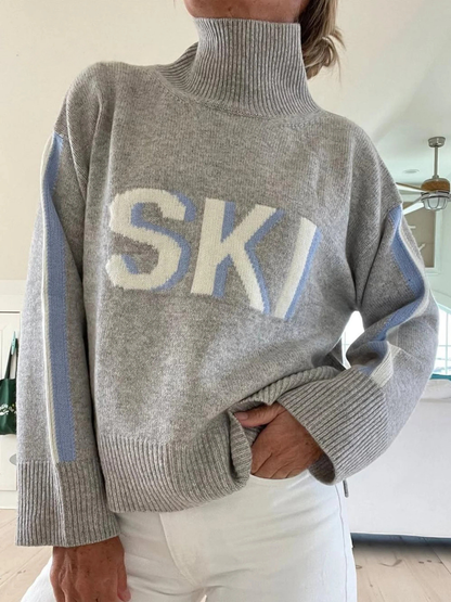 Retro Kaschmir Rollkragen Ski Pullover