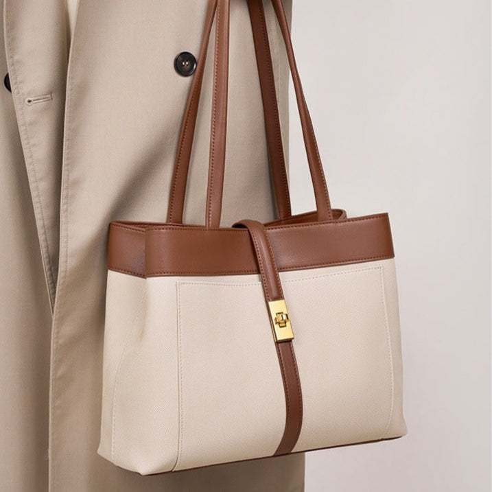 Dames canvas crossbodytas met gestructureerde lederen details - Emilia
