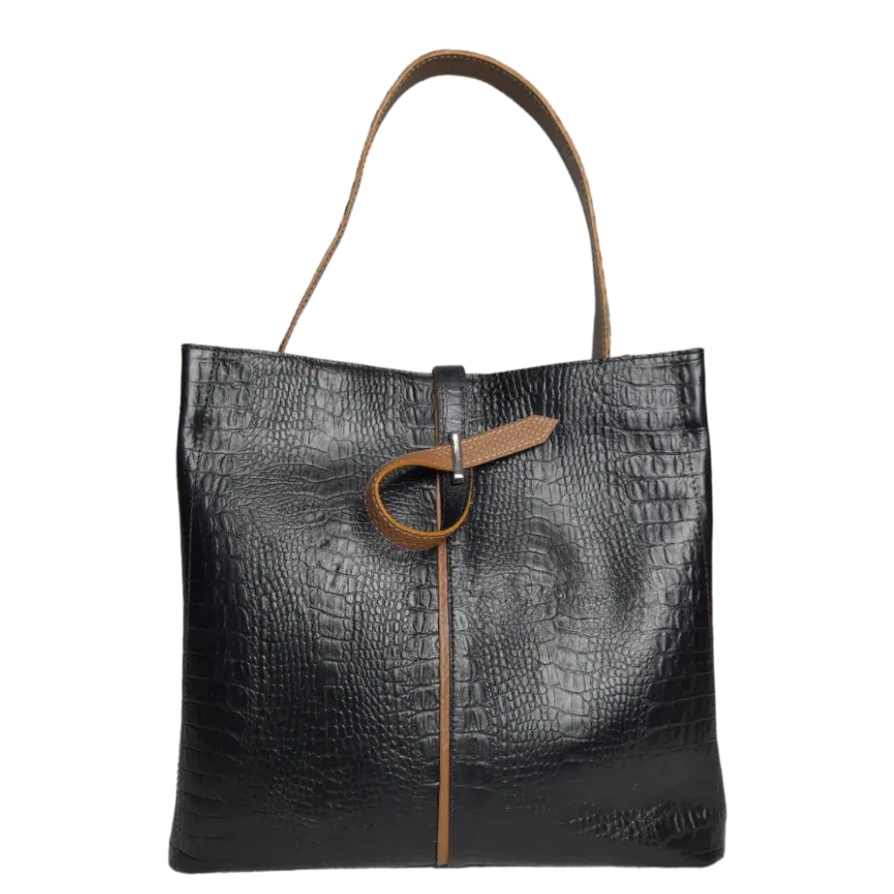 Lucy Reptil zwarte lederen handtas voor dames