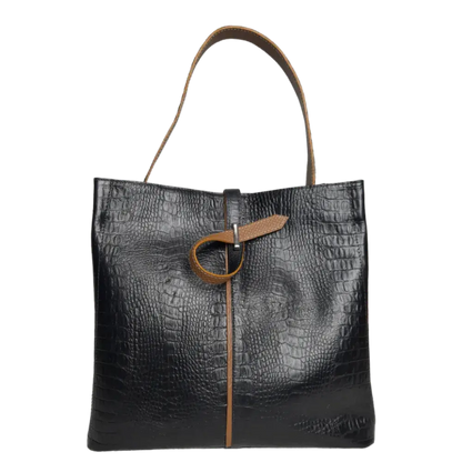 Lucy Reptil zwarte lederen handtas voor dames
