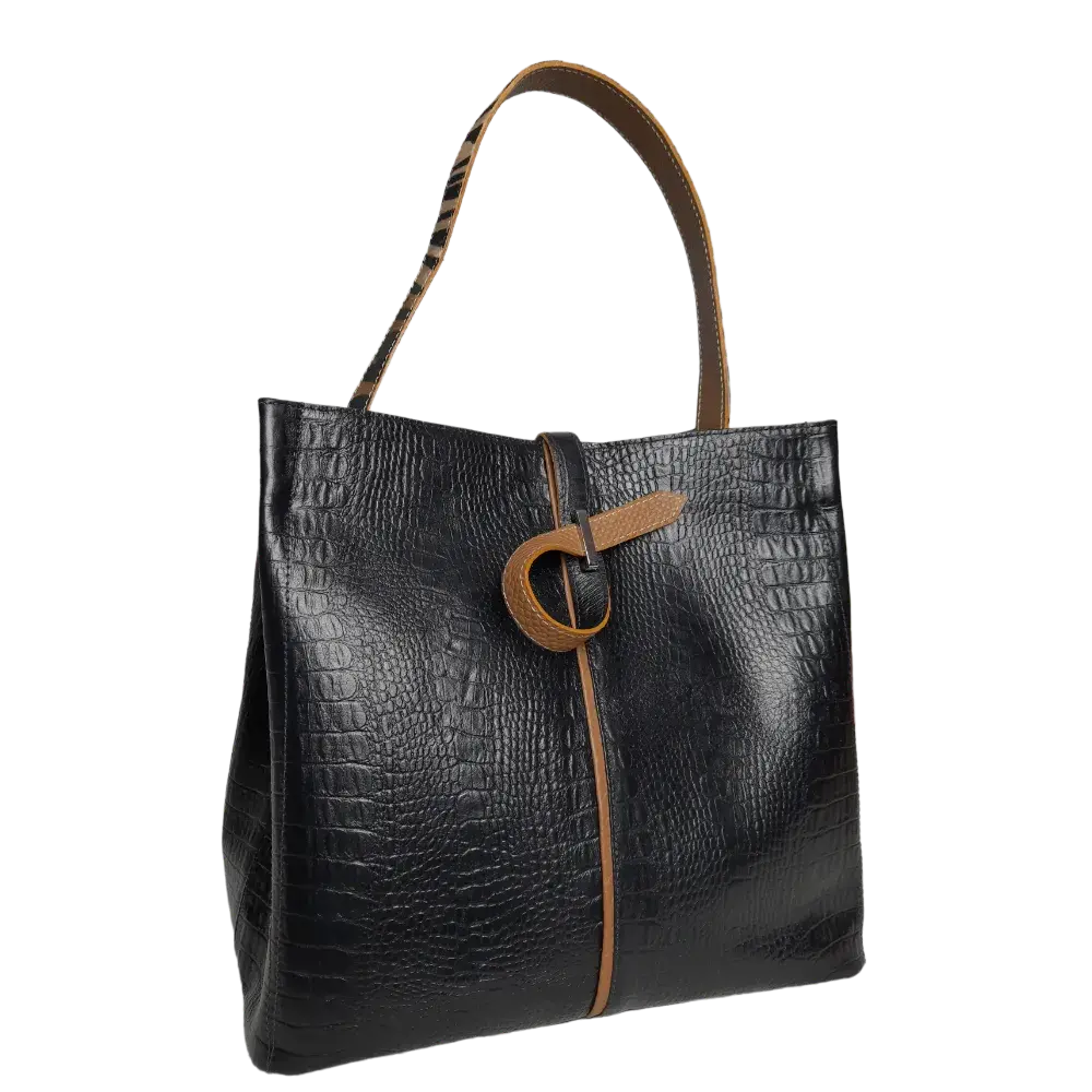 Lucy Reptil zwarte lederen handtas voor dames