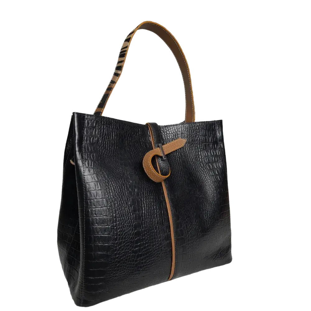 Lucy Reptil zwarte lederen handtas voor dames