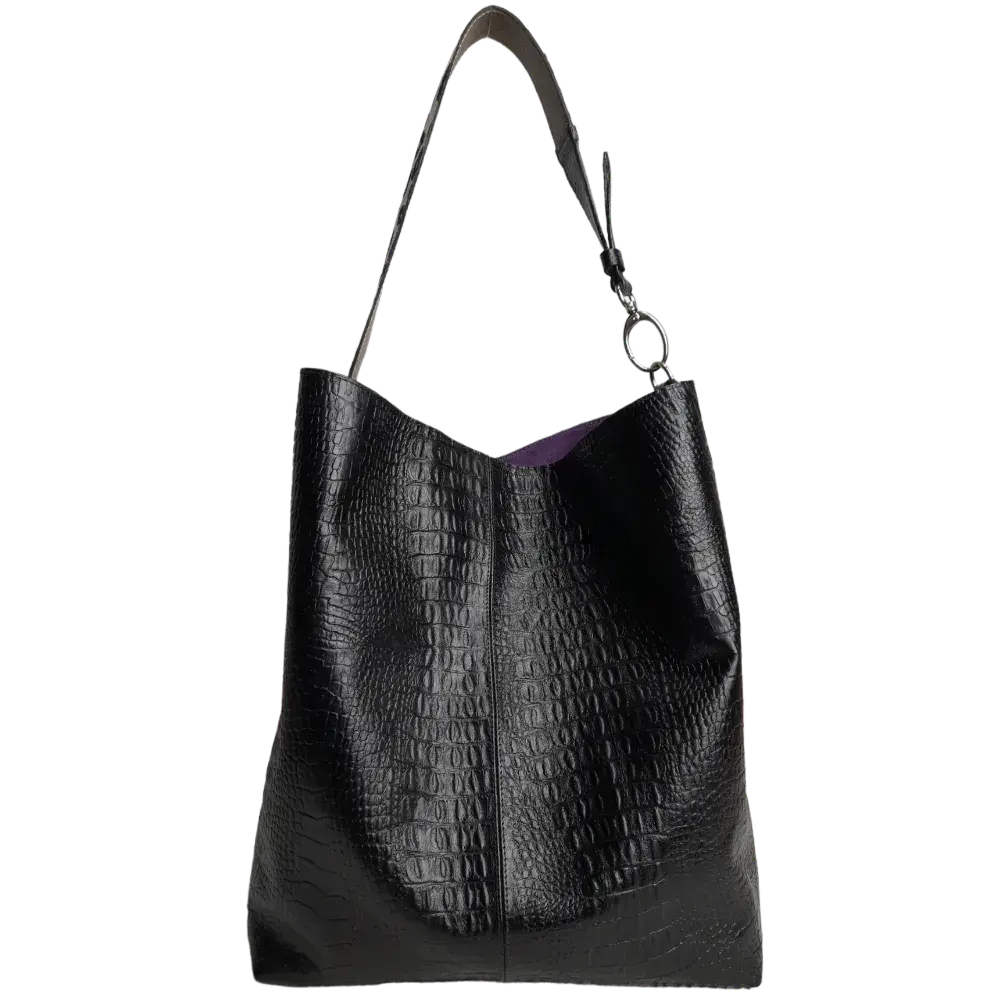 Serenity Reptile Zwarte Leren Handtas voor Dames