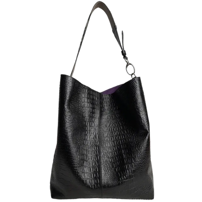Serenity Reptile Zwarte Leren Handtas voor Dames