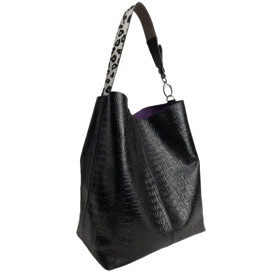 Serenity Reptile Zwarte Leren Handtas voor Dames