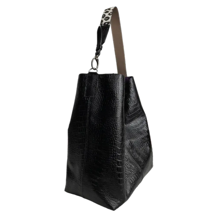 Serenity Reptile Zwarte Leren Handtas voor Dames