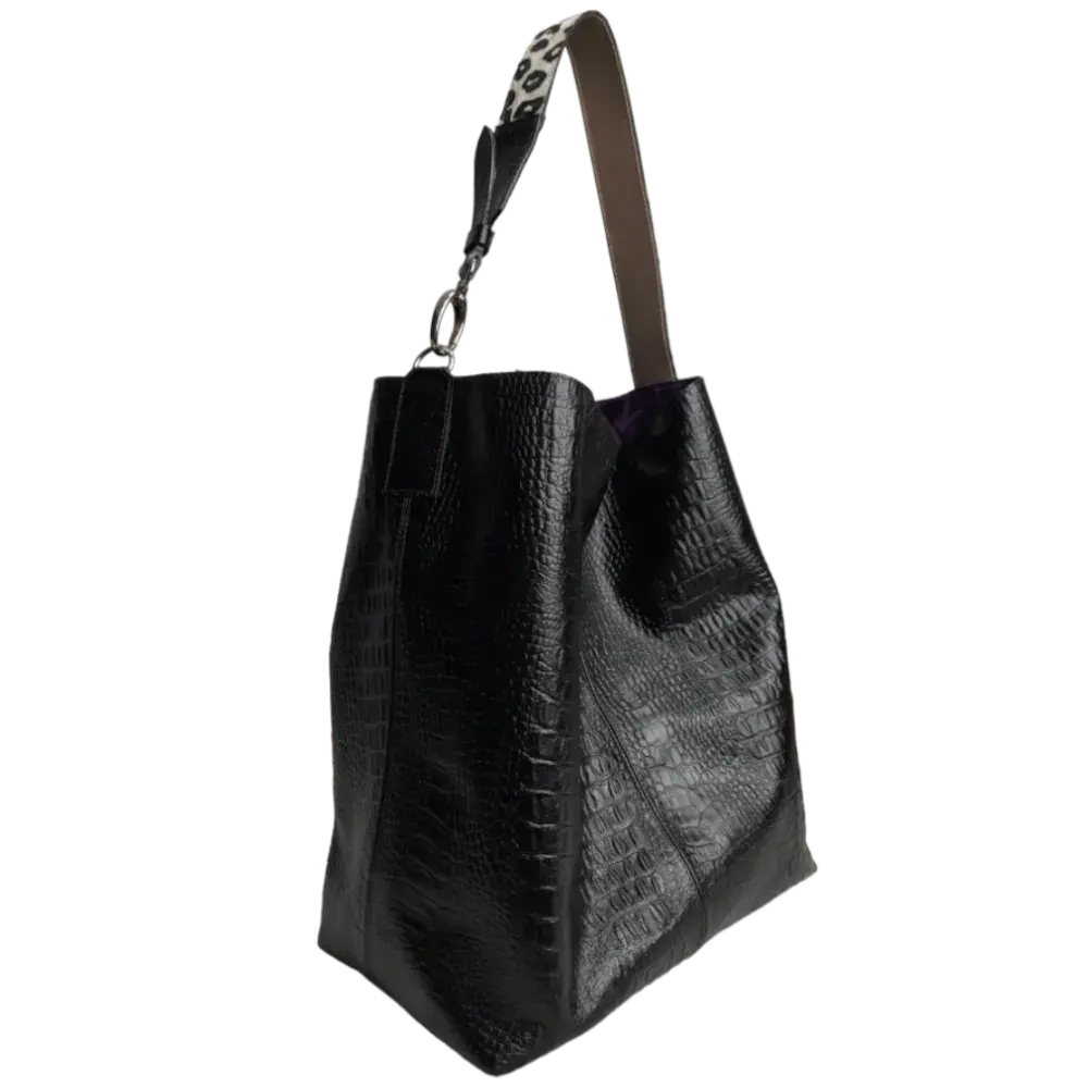 Serenity Reptile Zwarte Leren Handtas voor Dames