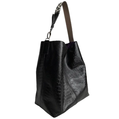 Serenity Reptile Zwarte Leren Handtas voor Dames
