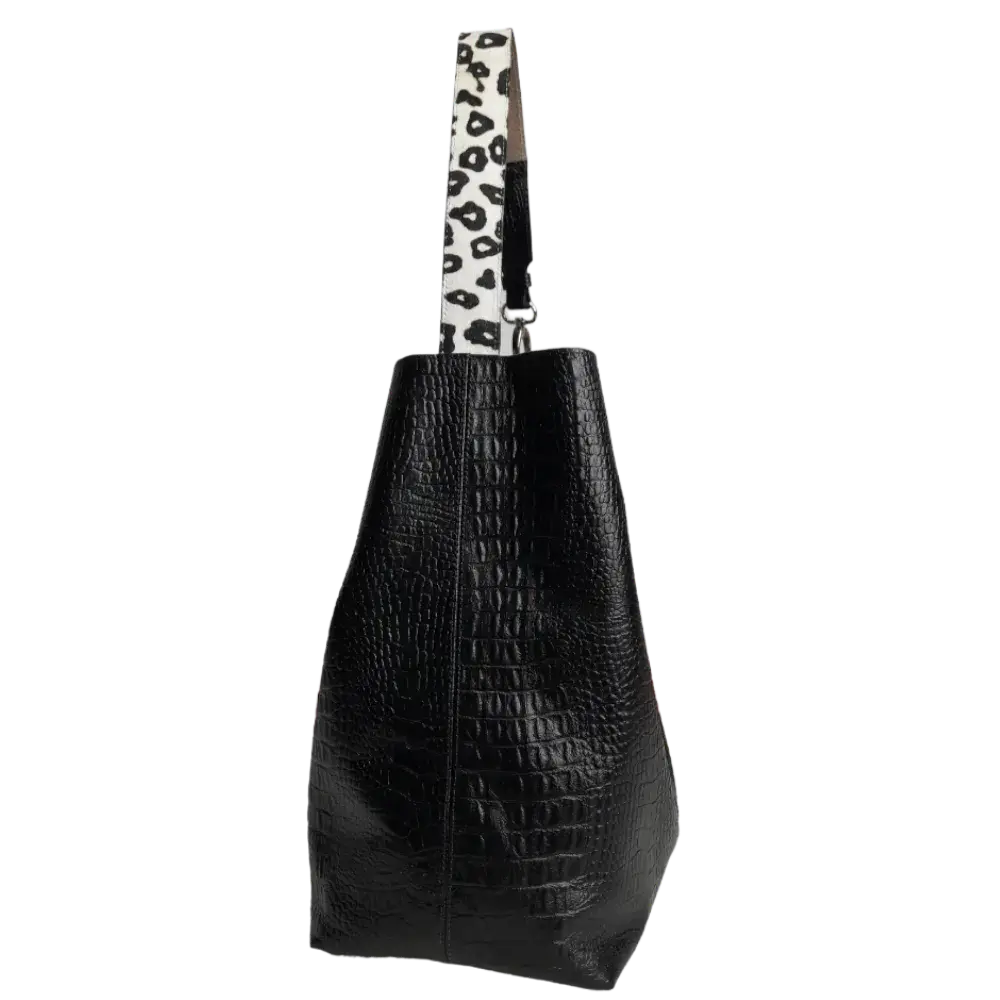 Serenity Reptile Zwarte Leren Handtas voor Dames