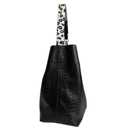 Serenity Reptile Zwarte Leren Handtas voor Dames