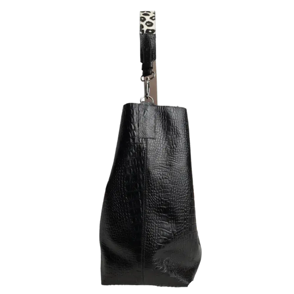 Serenity Reptile Zwarte Leren Handtas voor Dames