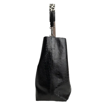 Serenity Reptile Zwarte Leren Handtas voor Dames