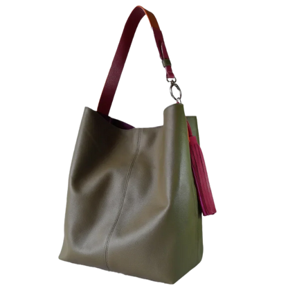 Serenity olijfgroene leren handtas voor dames
