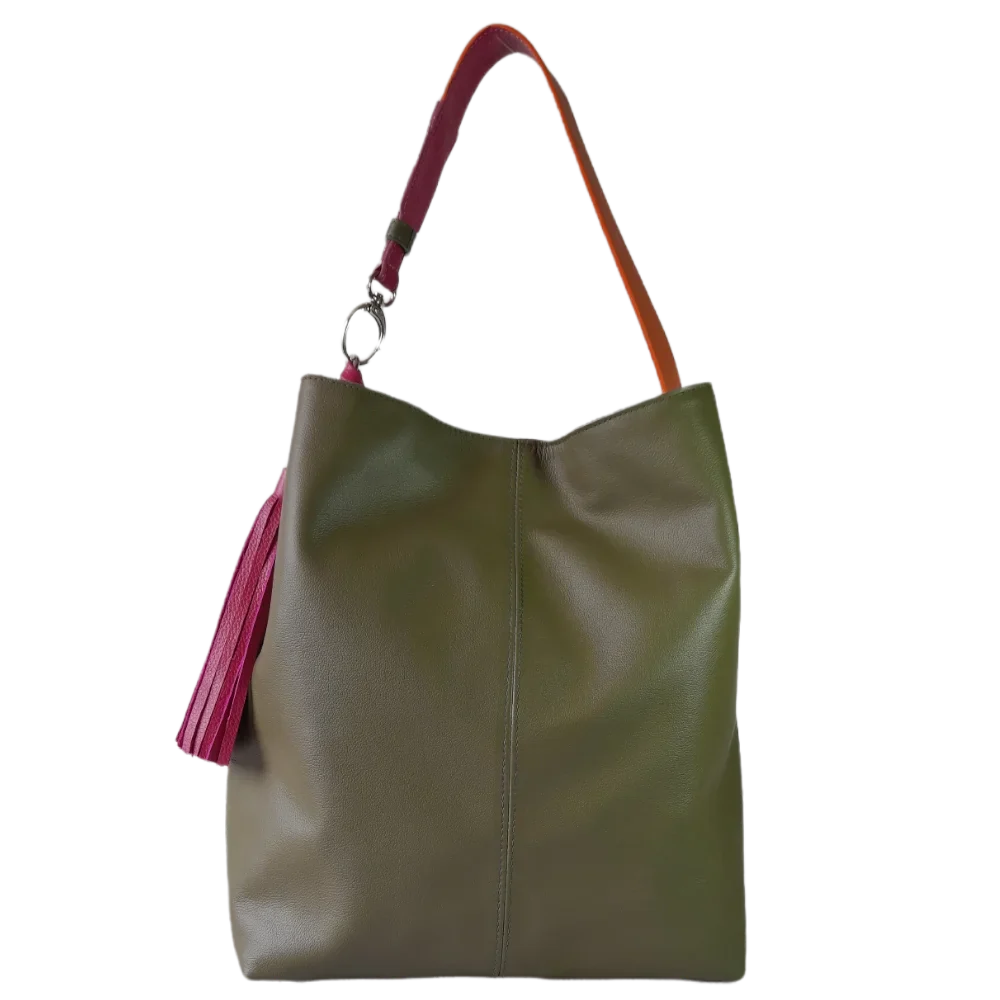 Serenity olijfgroene leren handtas voor dames