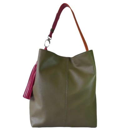 Serenity olijfgroene leren handtas voor dames