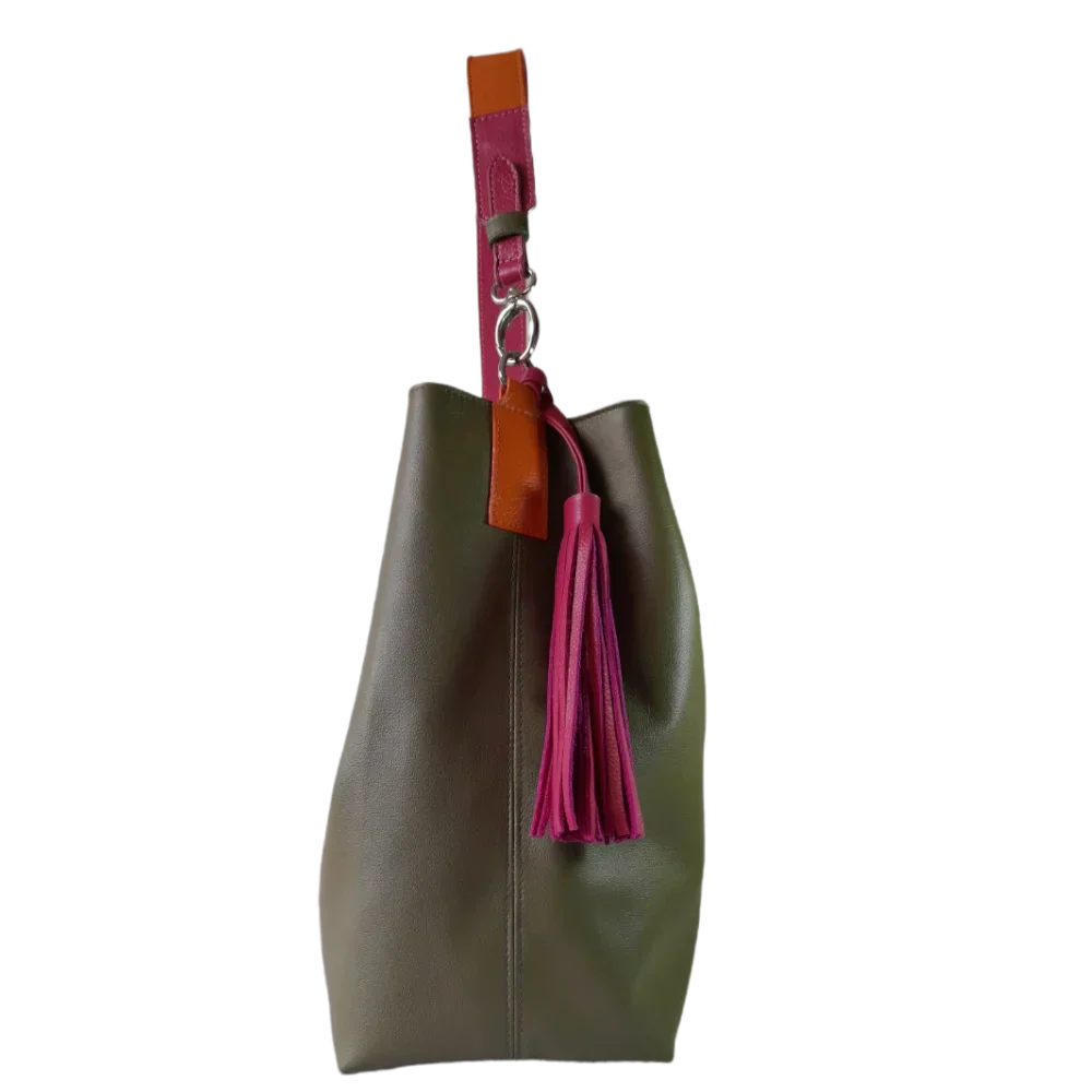 Serenity olijfgroene leren handtas voor dames