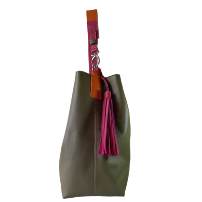 Serenity olijfgroene leren handtas voor dames