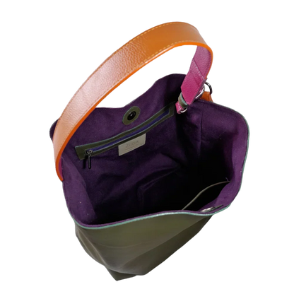 Serenity olijfgroene leren handtas voor dames